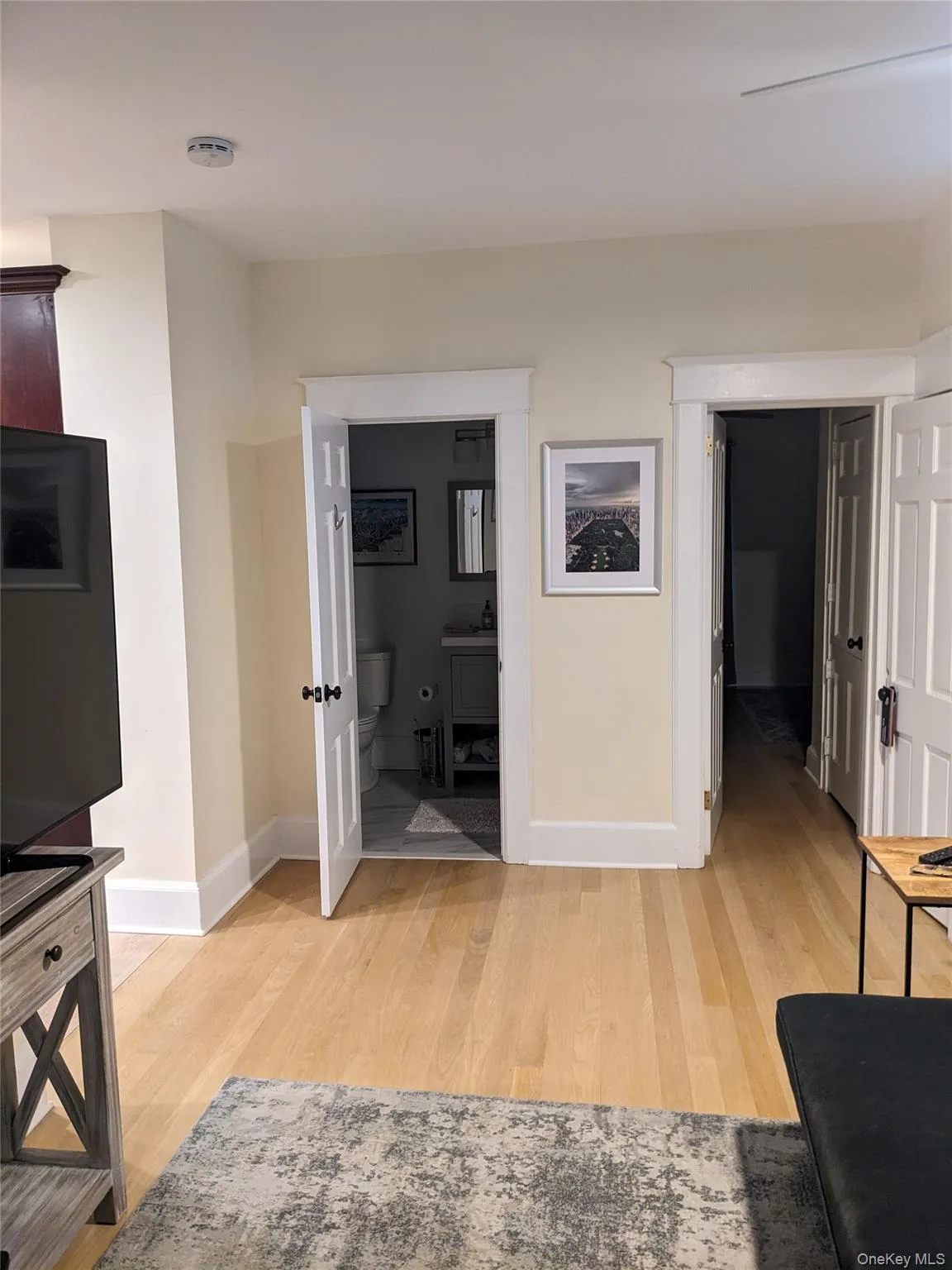 Corridor featuring light hardwood / wood-style flooring and sink Corridor featuring light hardwood / wood-style flooring and sink