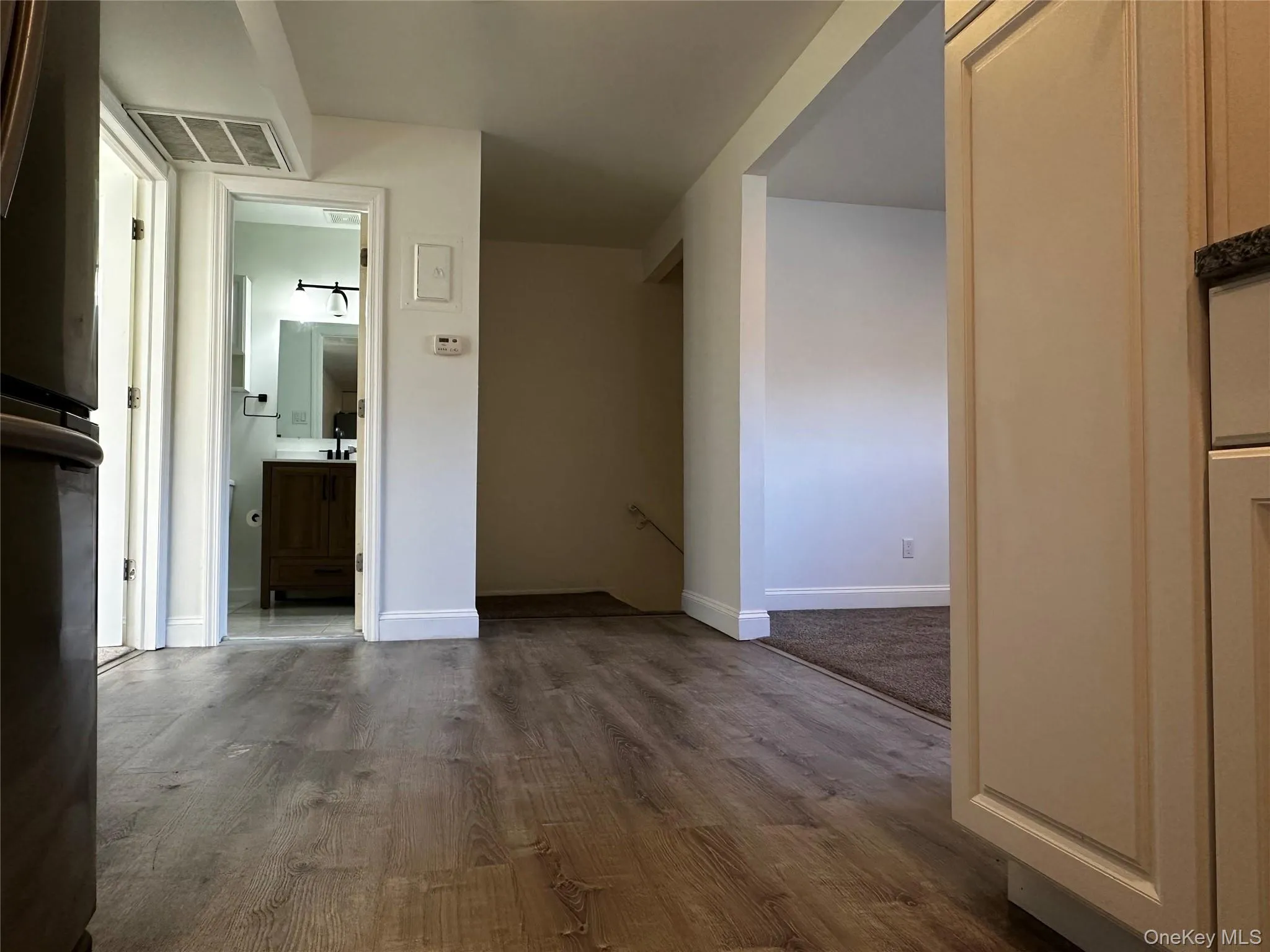 Dining room with vinyl flooring. Dining room with vinyl flooring.