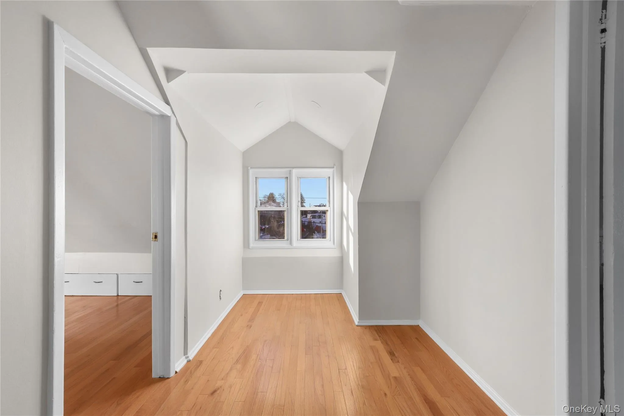 Bonus room with hardwood / wood-style floors and lofted ceiling Bonus room with hardwood / wood-style floors and lofted ceiling