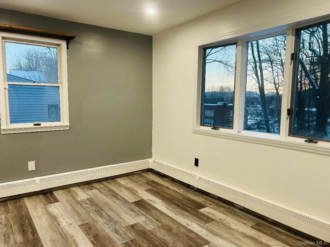 Bedroom featuring a baseboard radiator and wood finished floors Bedroom featuring a baseboard radiator and wood finished floors