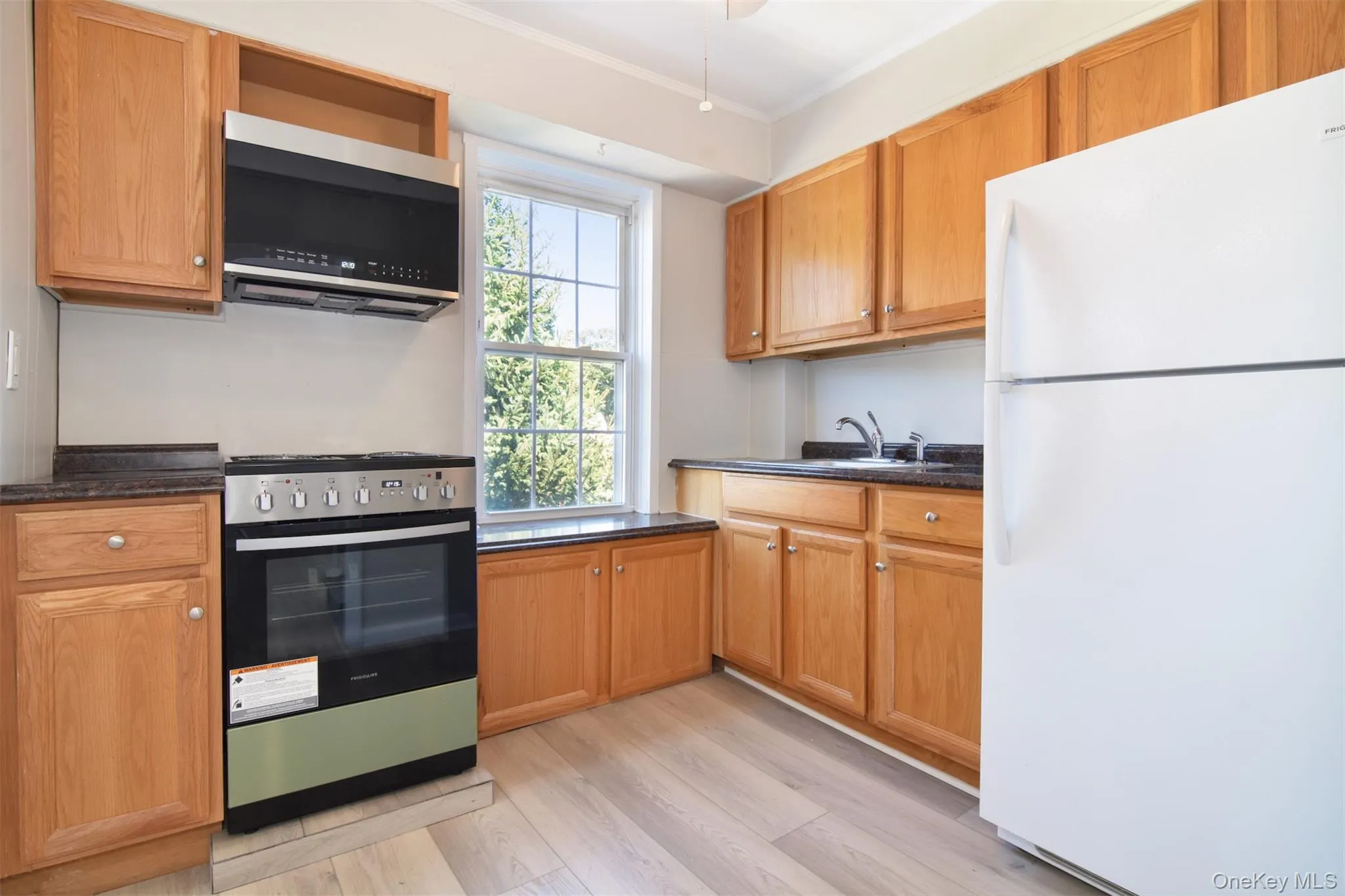 Kitchen complete with new stainless steel range and microwave. Kitchen complete with new stainless steel range and microwave.