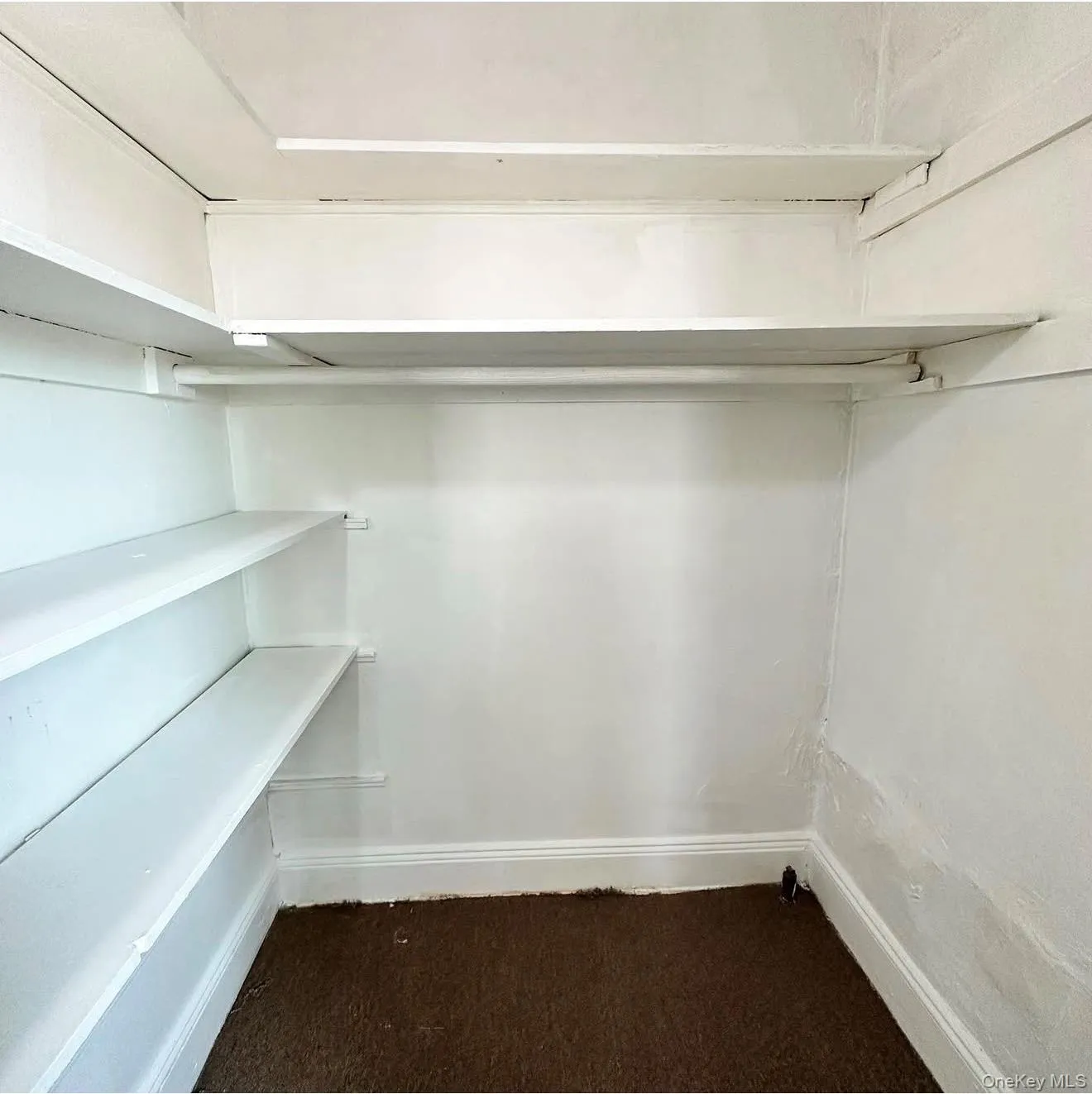 Spacious closet with dark colored carpet Spacious closet with dark colored carpet