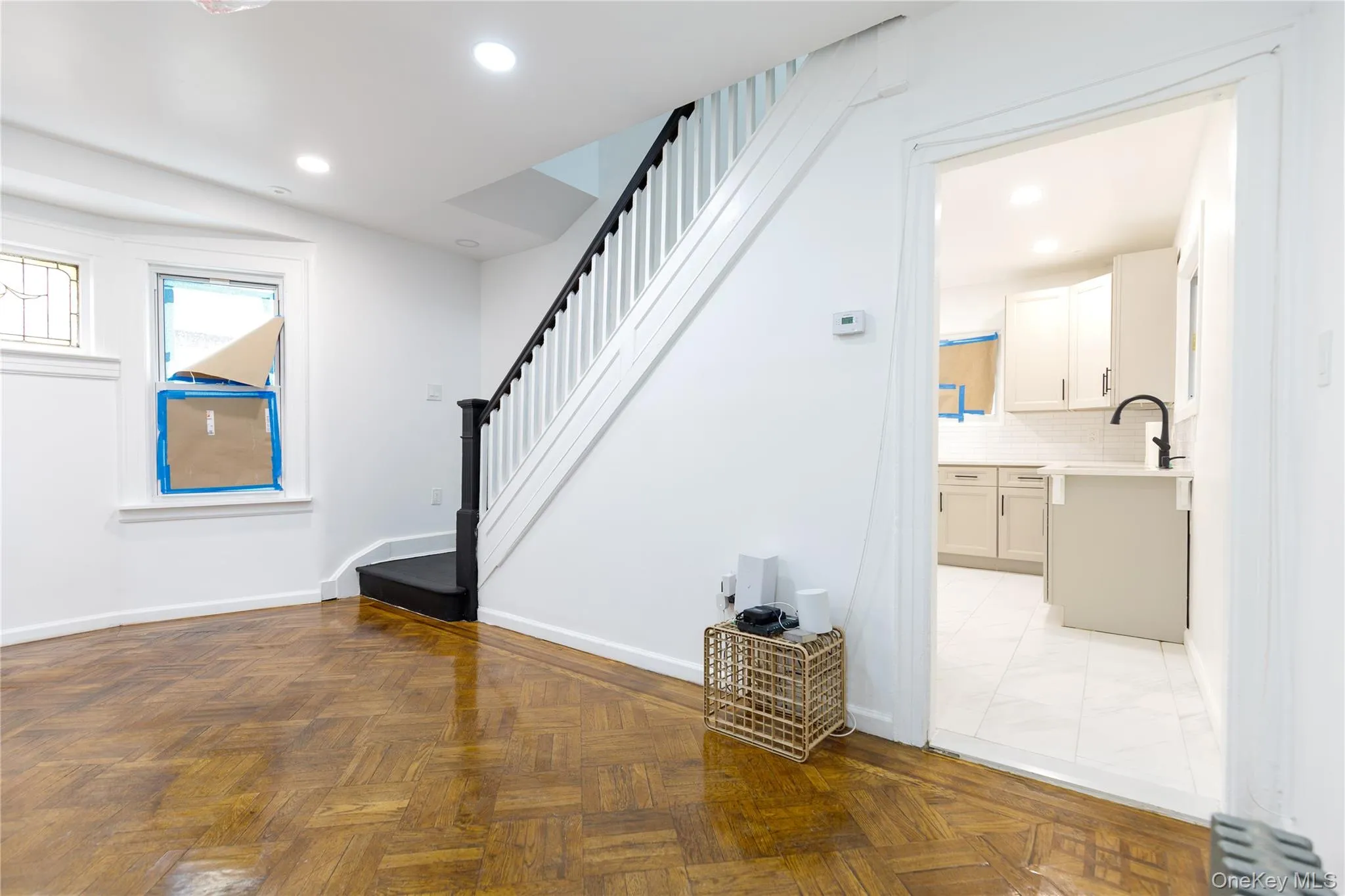 Stairs featuring recessed lighting and baseboards Stairs featuring recessed lighting and baseboards
