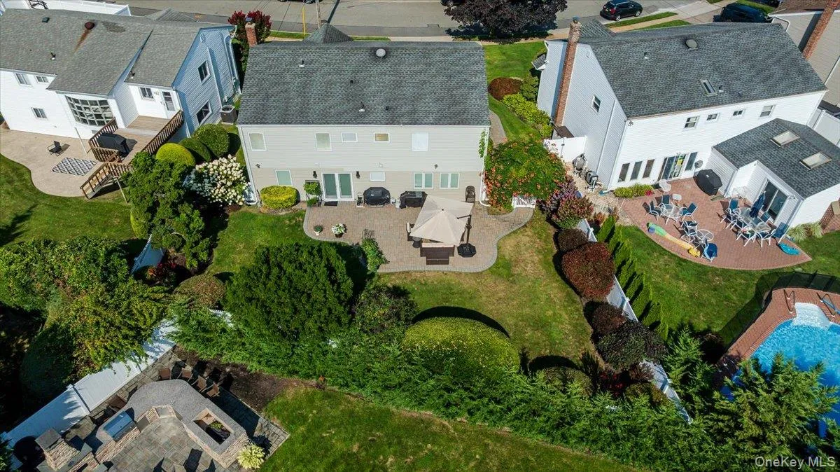 Aerial perspective of suburban area Aerial perspective of suburban area