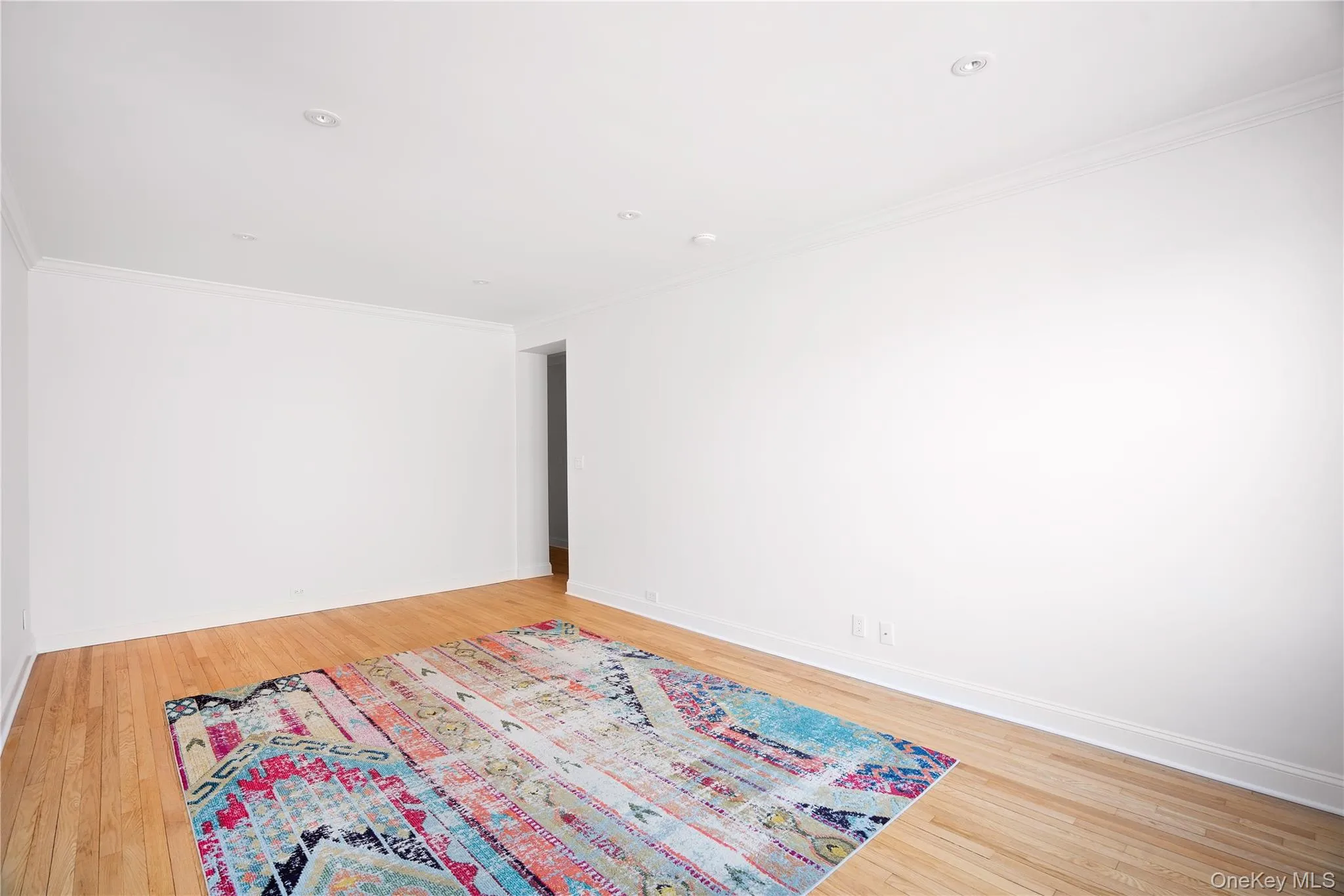 Empty room with crown molding and light wood-style floors Empty room with crown molding and light wood-style floors