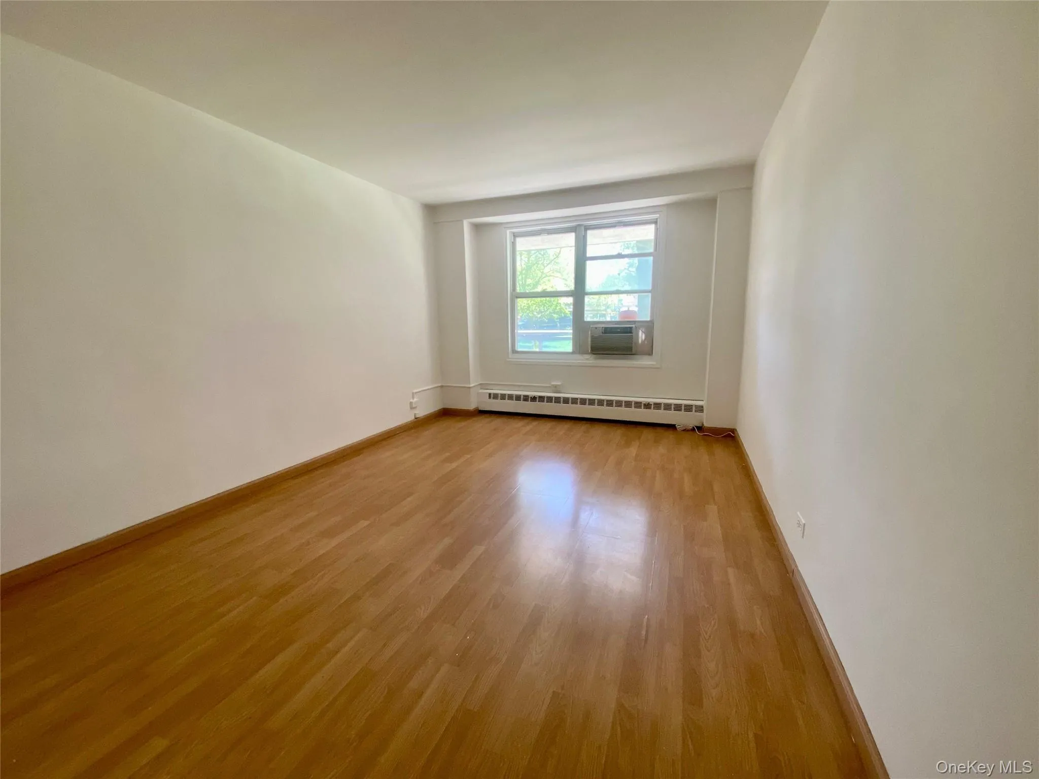 Spare room featuring light wood-style floors and a baseboard radiator Spare room featuring light wood-style floors and a baseboard radiator