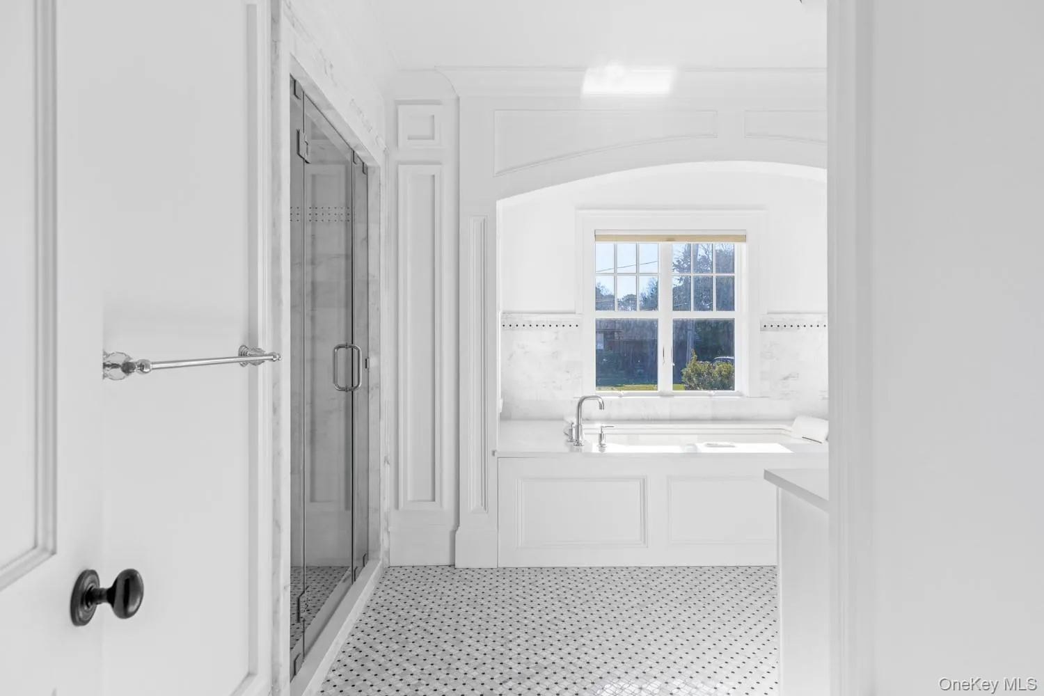 Full bathroom with a garden tub, a shower stall, and vanity Full bathroom with a garden tub, a shower stall, and vanity