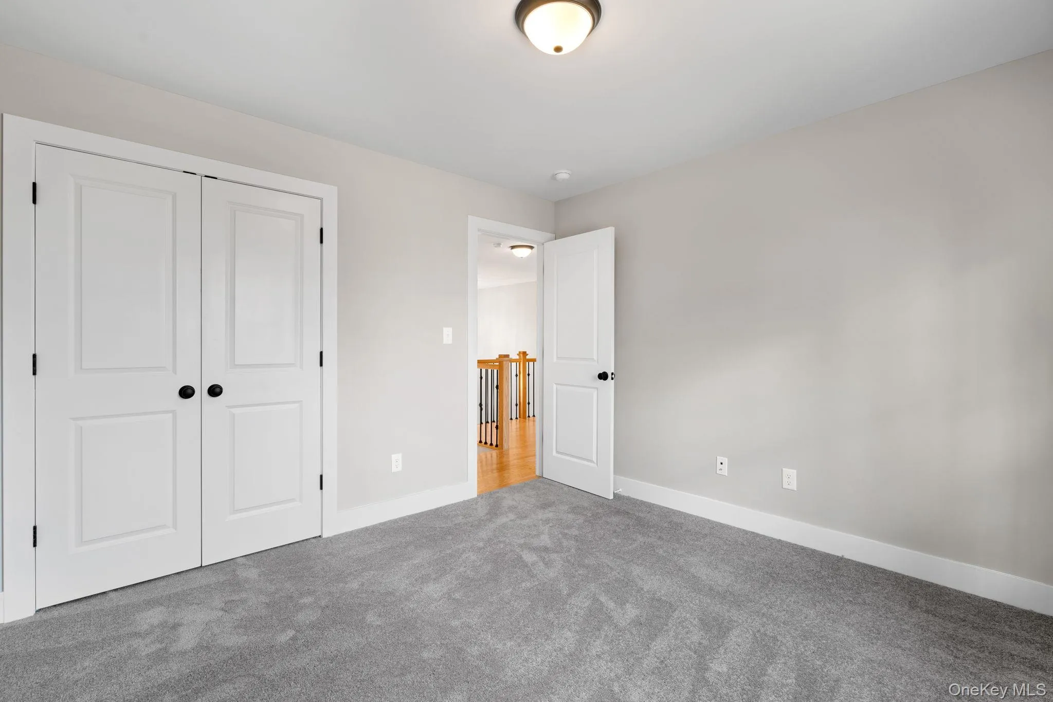 Unfurnished bedroom with carpet and a closet Unfurnished bedroom with carpet and a closet