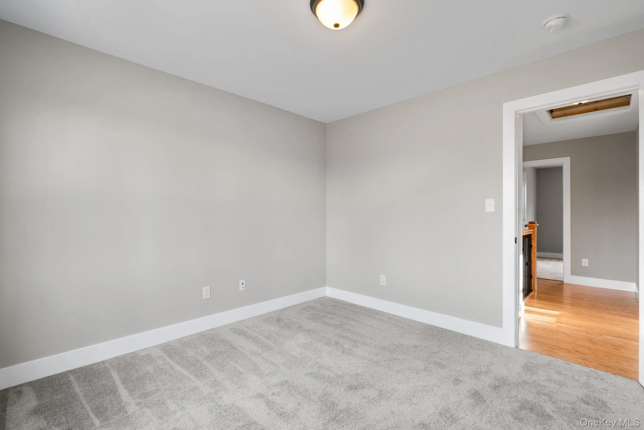 Spare room featuring light colored carpet and baseboards Spare room featuring light colored carpet and baseboards