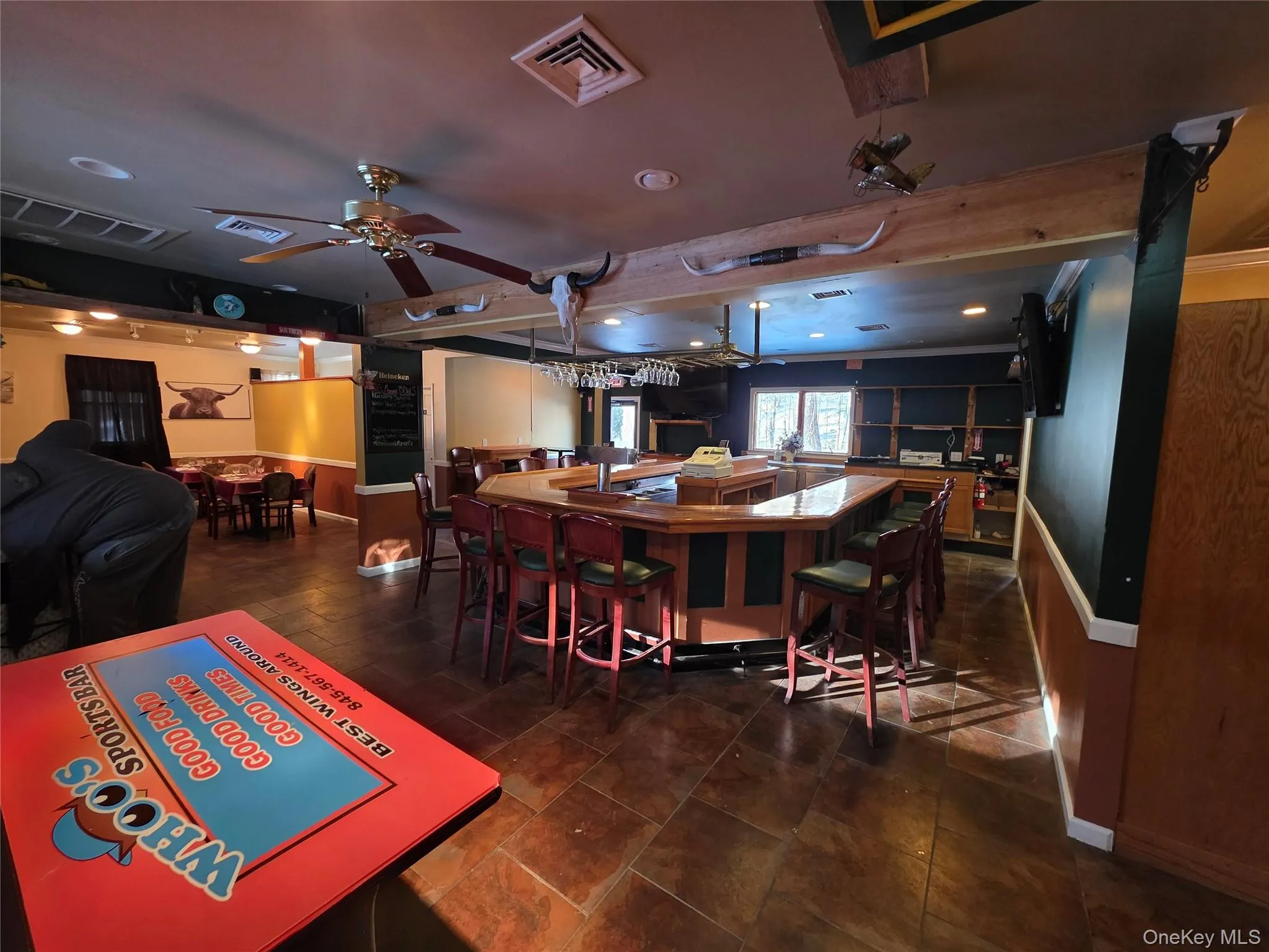 Dining area with ceiling fan and recessed lighting Dining area with ceiling fan and recessed lighting