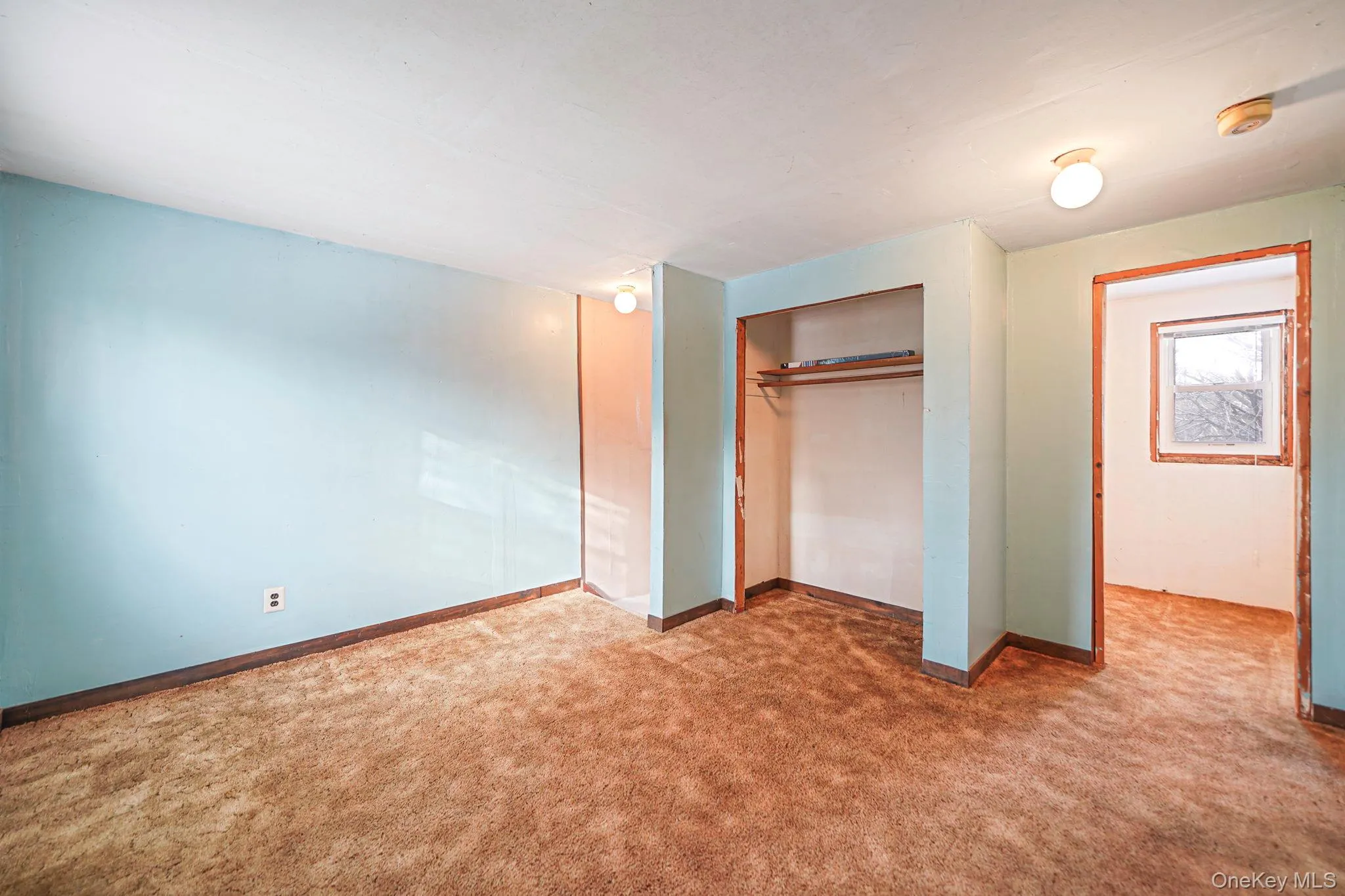 Unfurnished bedroom with a closet and carpet flooring Unfurnished bedroom with a closet and carpet flooring