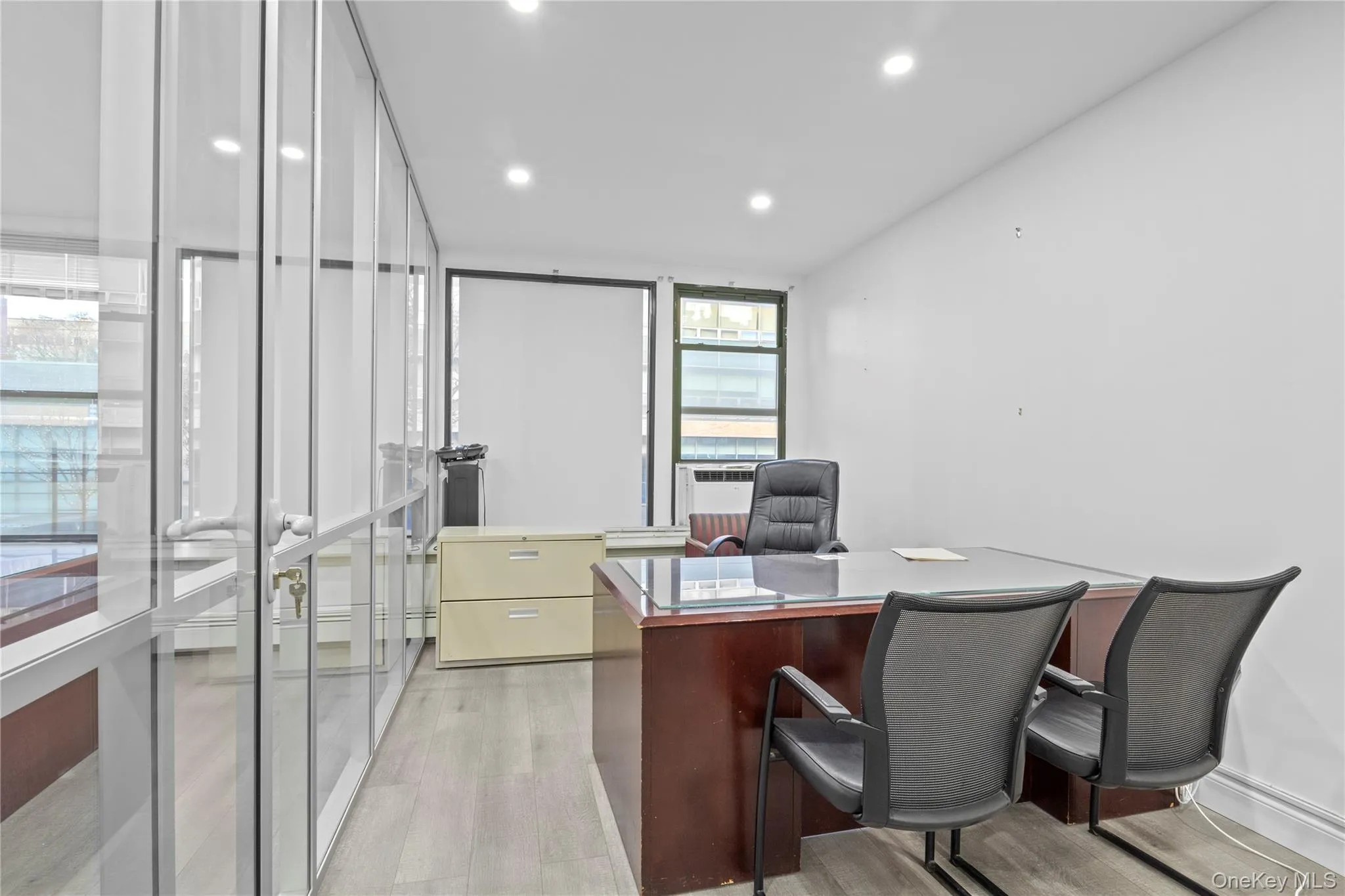 Office featuring light wood finished floors and recessed lighting Office featuring light wood finished floors and recessed lighting