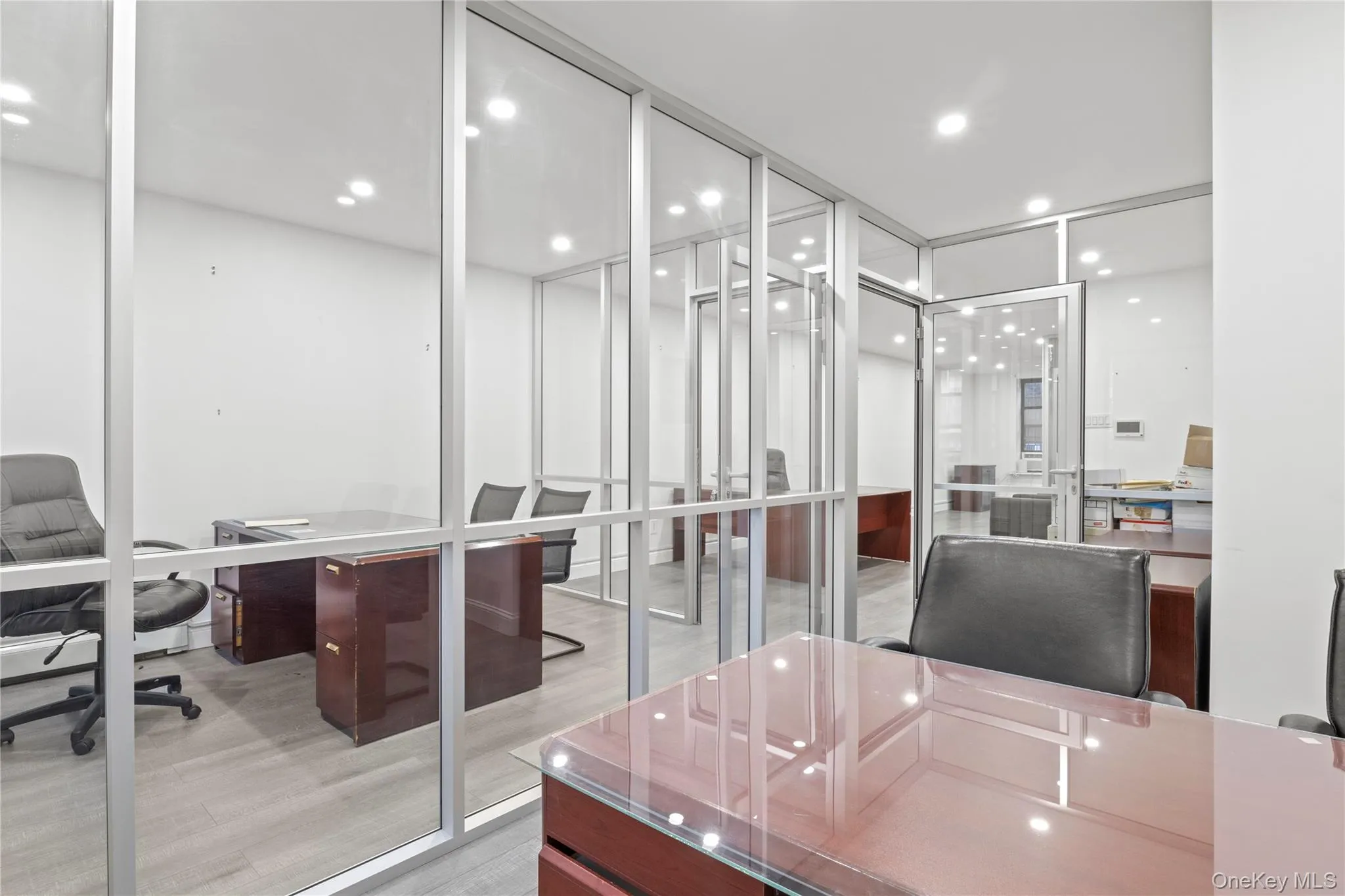 Office space featuring recessed lighting Office space featuring recessed lighting