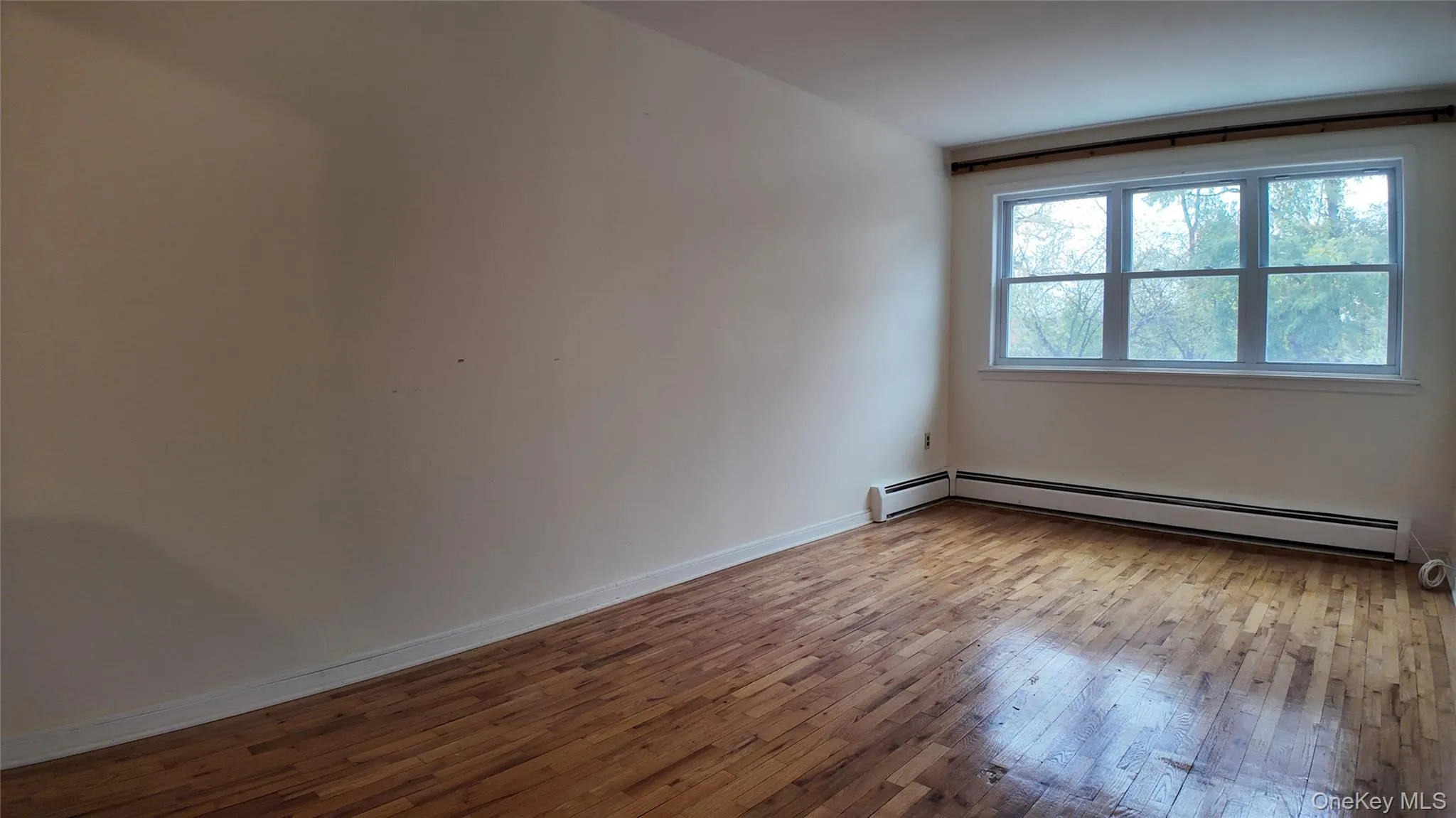 Spare room with light wood-style floors and a baseboard heating unit Spare room with light wood-style floors and a baseboard heating unit