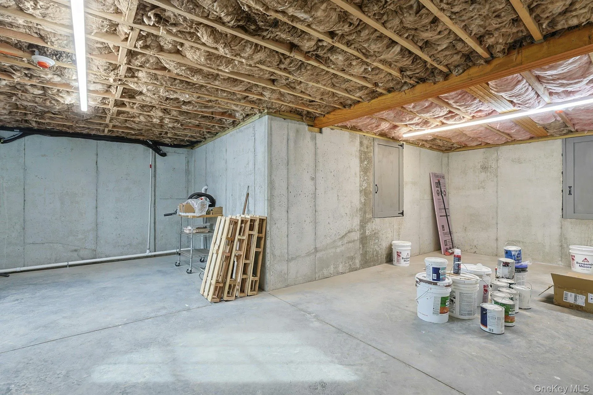 Unfinished basement with electric panel Unfinished basement with electric panel