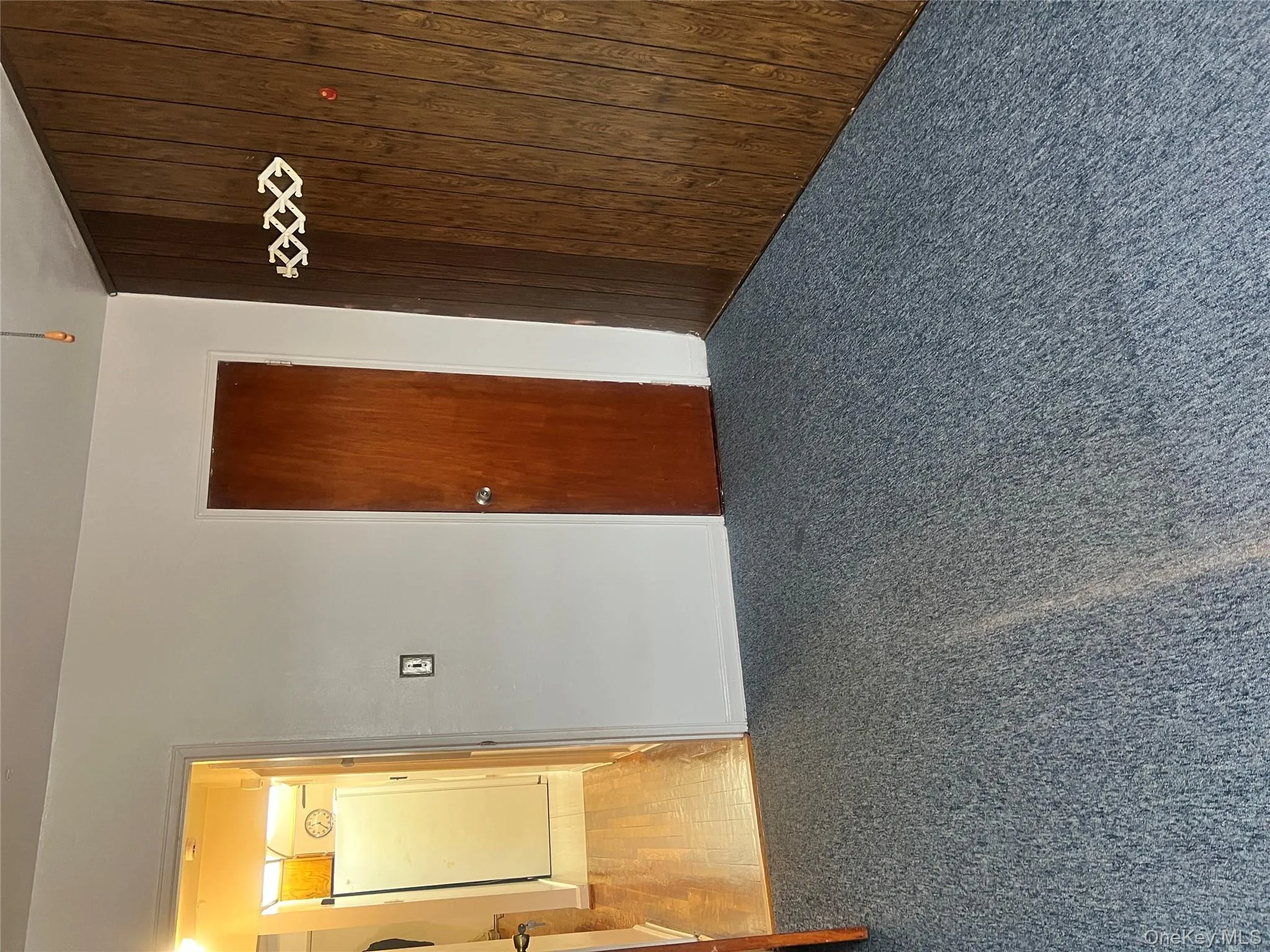 Unfurnished room with carpet floors and wood walls Unfurnished room with carpet floors and wood walls