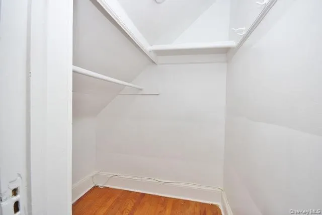 Walk in closet with light wood-type flooring Walk in closet with light wood-type flooring