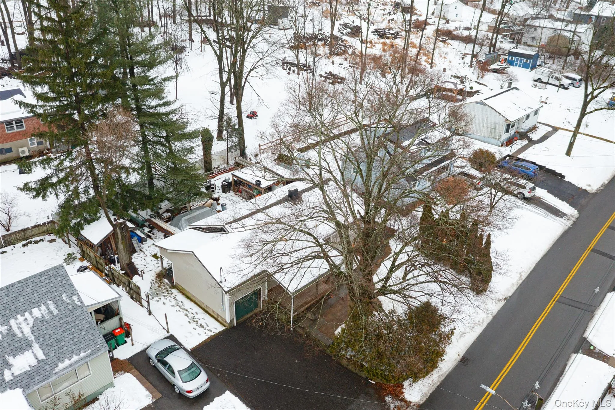 View of snowy aerial view View of snowy aerial view