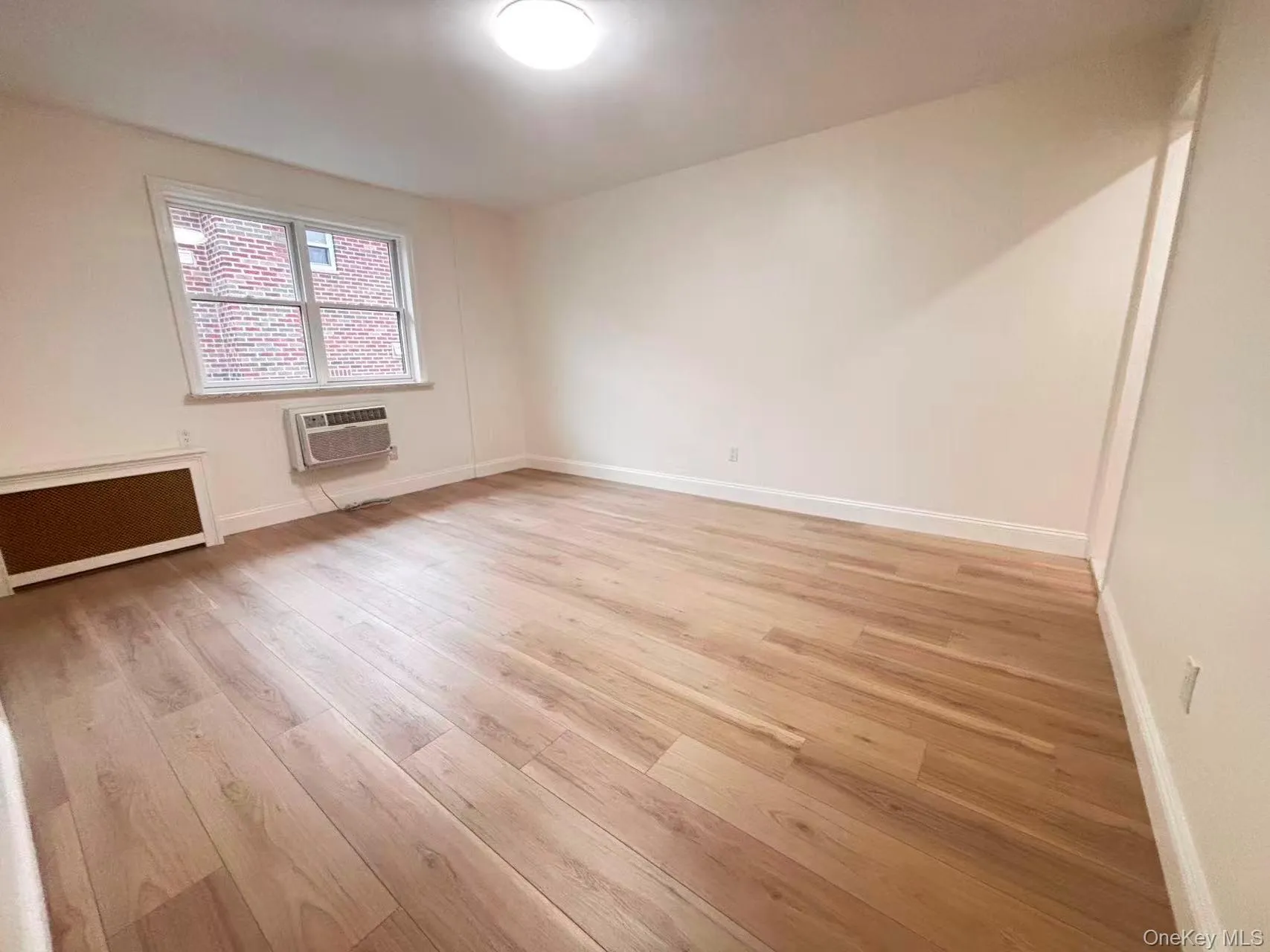 Empty room featuring light wood-style flooring and radiator Empty room featuring light wood-style flooring and radiator