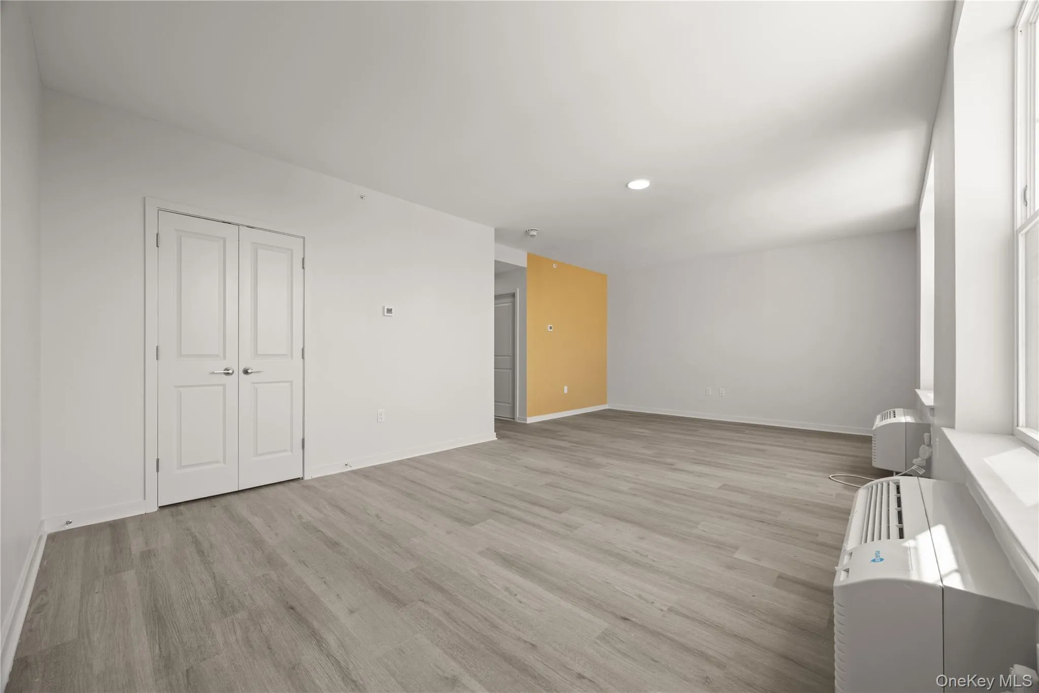 Unfurnished living room featuring light wood finished floors and baseboards Unfurnished living room featuring light wood finished floors and baseboards