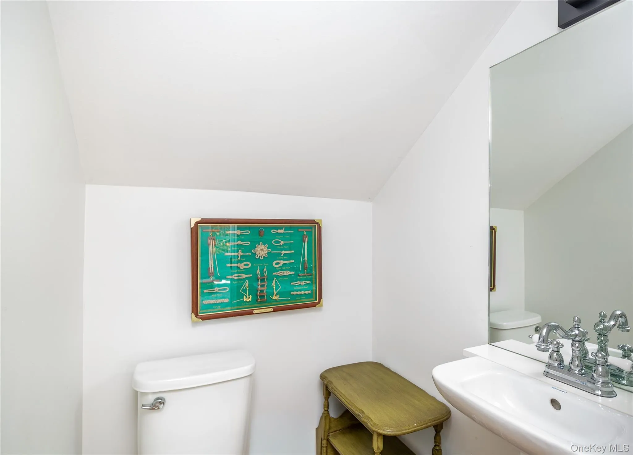Bathroom featuring toilet and vaulted ceiling Bathroom featuring toilet and vaulted ceiling
