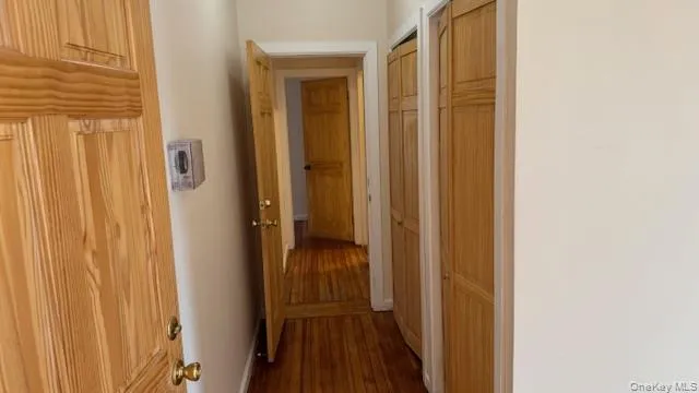 Hallway with dark wood-type flooring Hallway with dark wood-type flooring