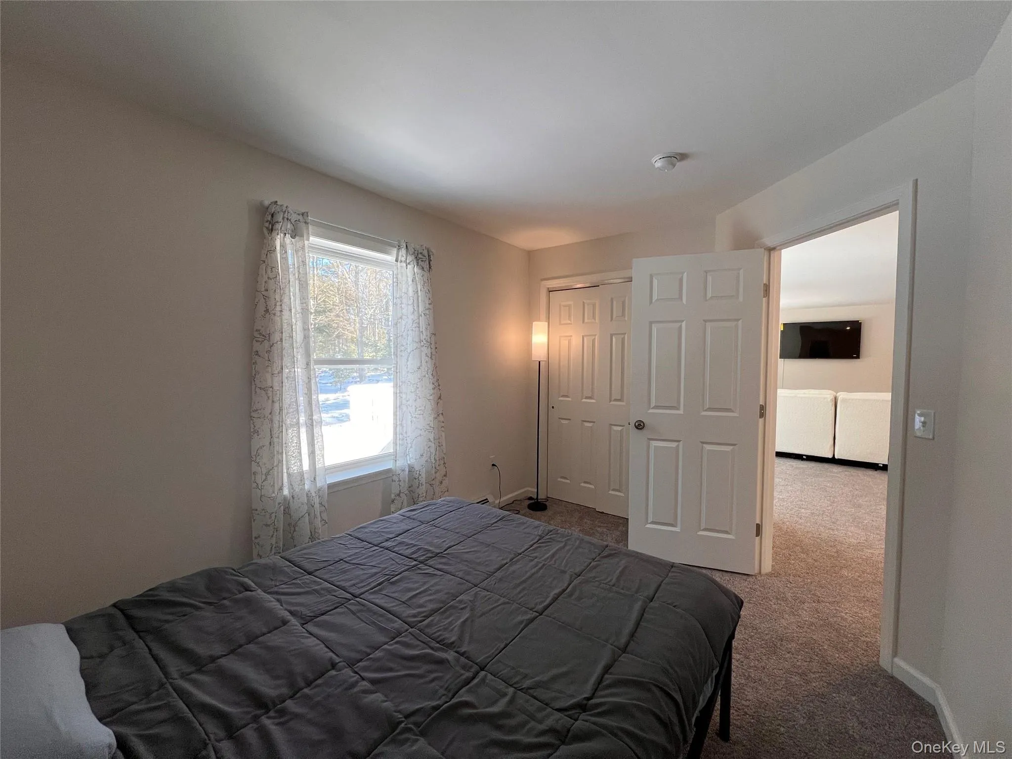 Bedroom with carpet and a closet Bedroom with carpet and a closet