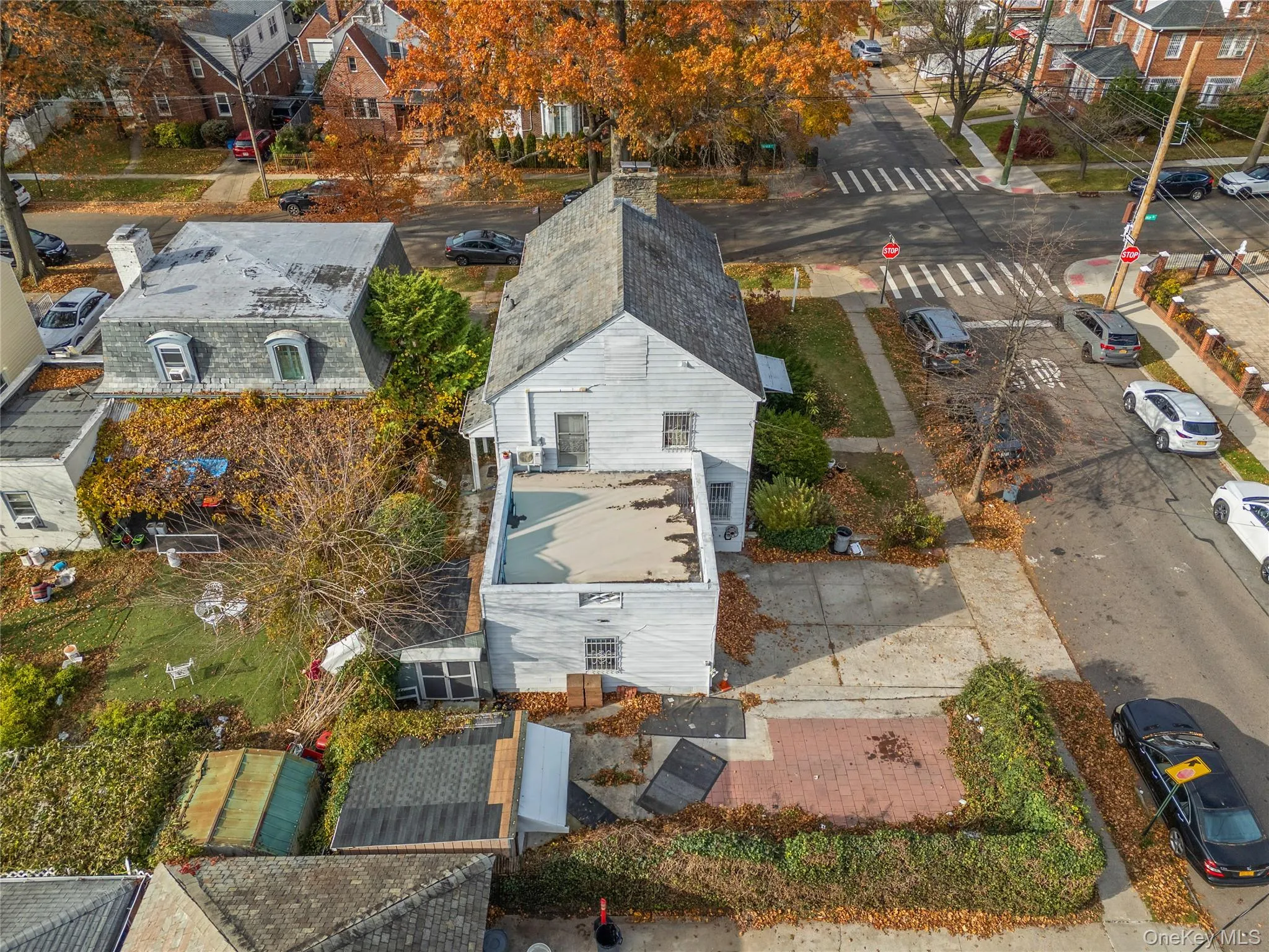 Aerial perspective of suburban area Aerial perspective of suburban area
