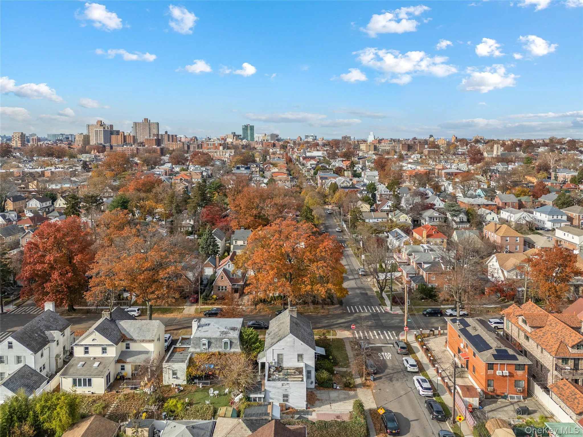 Aerial perspective of suburban area Aerial perspective of suburban area