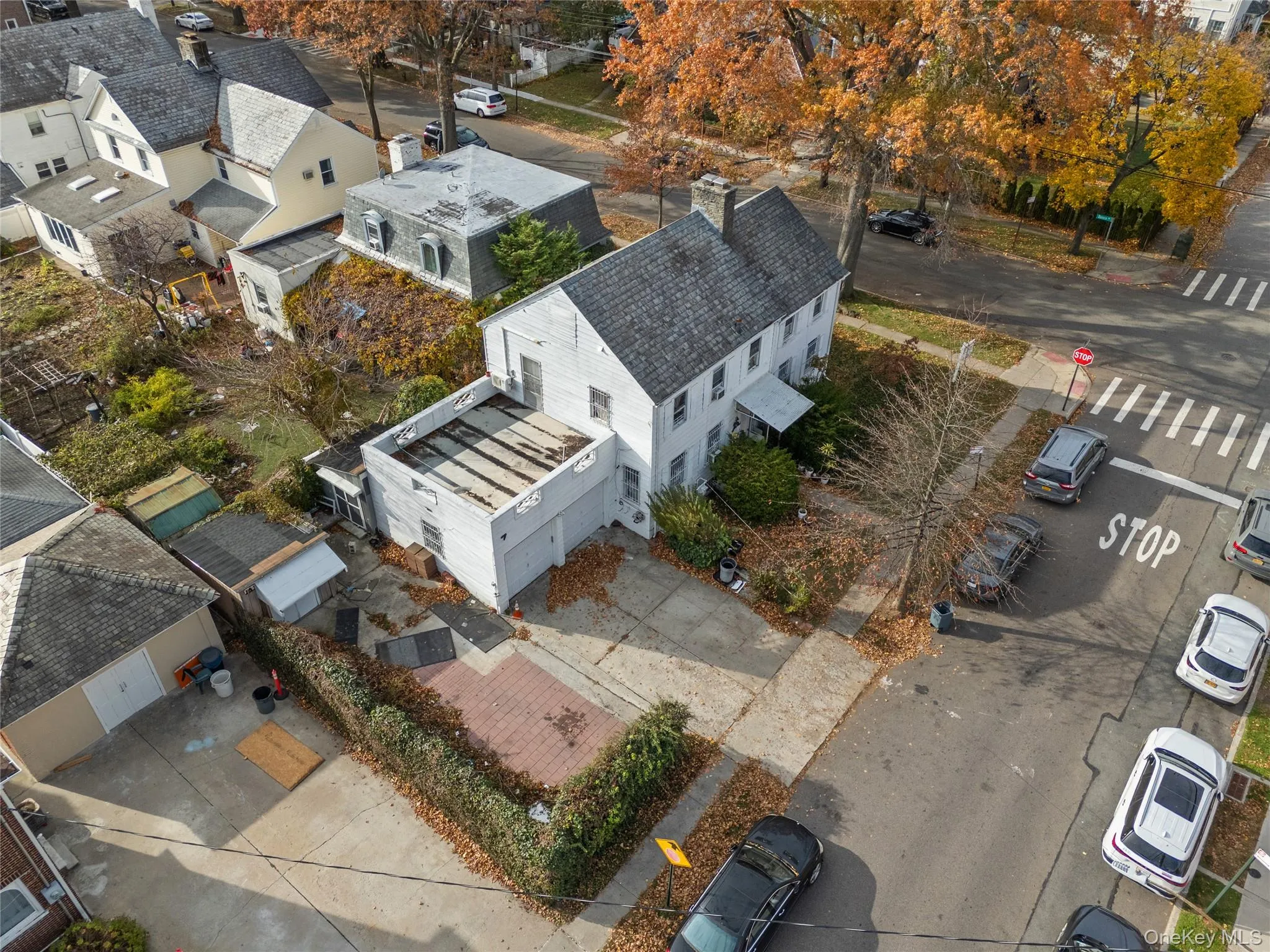 Aerial perspective of suburban area Aerial perspective of suburban area