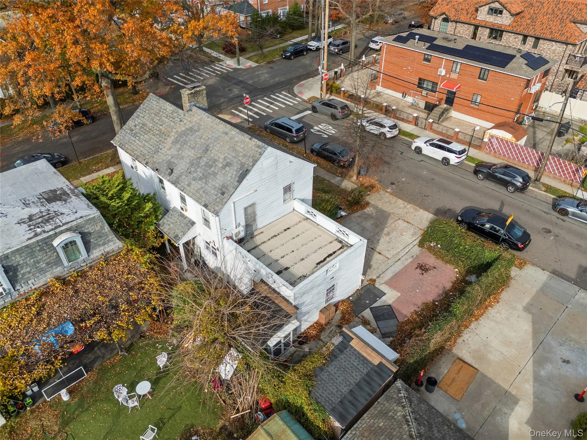 Aerial perspective of suburban area Aerial perspective of suburban area