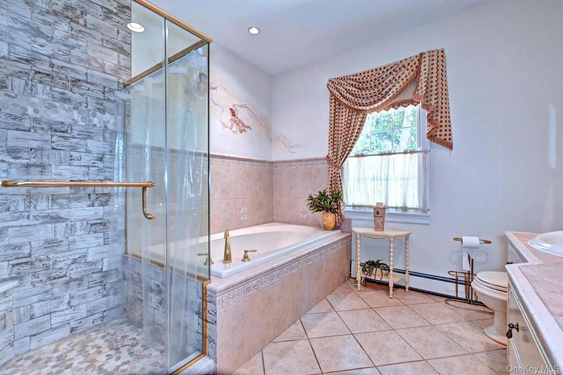 Primary Bath with Custom Ceramic Tile Flooring Primary Bath with Custom Ceramic Tile Flooring