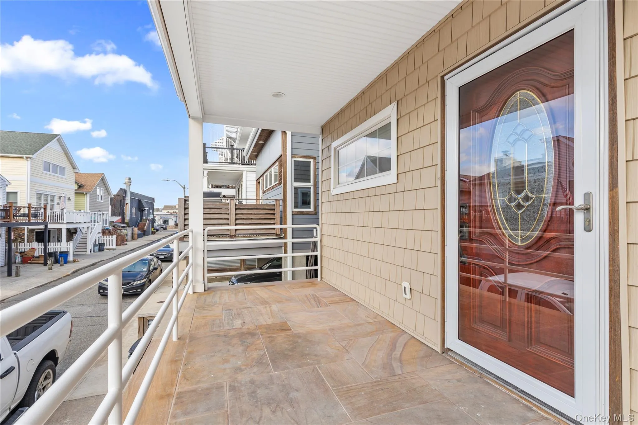 Balcony with a residential view Balcony with a residential view