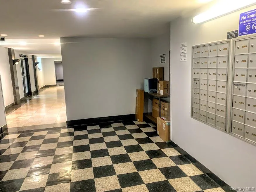 Hallway with mail area and recessed lighting Hallway with mail area and recessed lighting