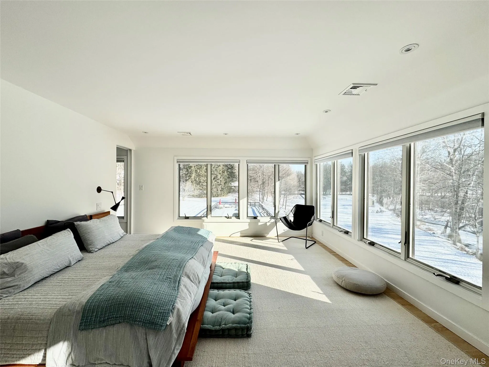 Fabulous large primary bedroom with two walls of glass Fabulous large primary bedroom with two walls of glass