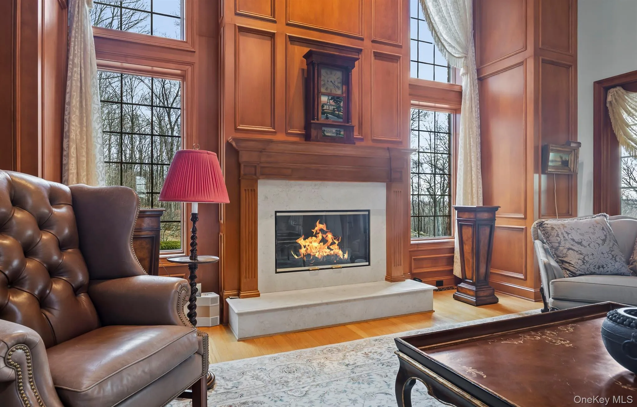 LR with gas fireplace and custom cherry millwork LR with gas fireplace and custom cherry millwork