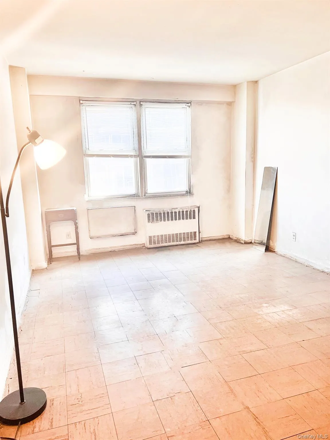 Unfurnished room featuring radiator and light floors Unfurnished room featuring radiator and light floors