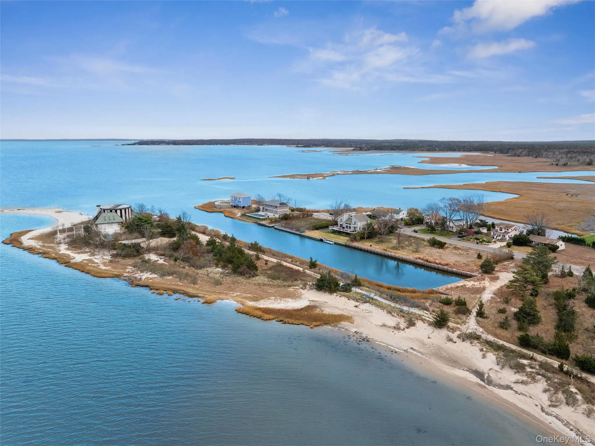 Drone / aerial view of a nearby body of water Drone / aerial view of a nearby body of water