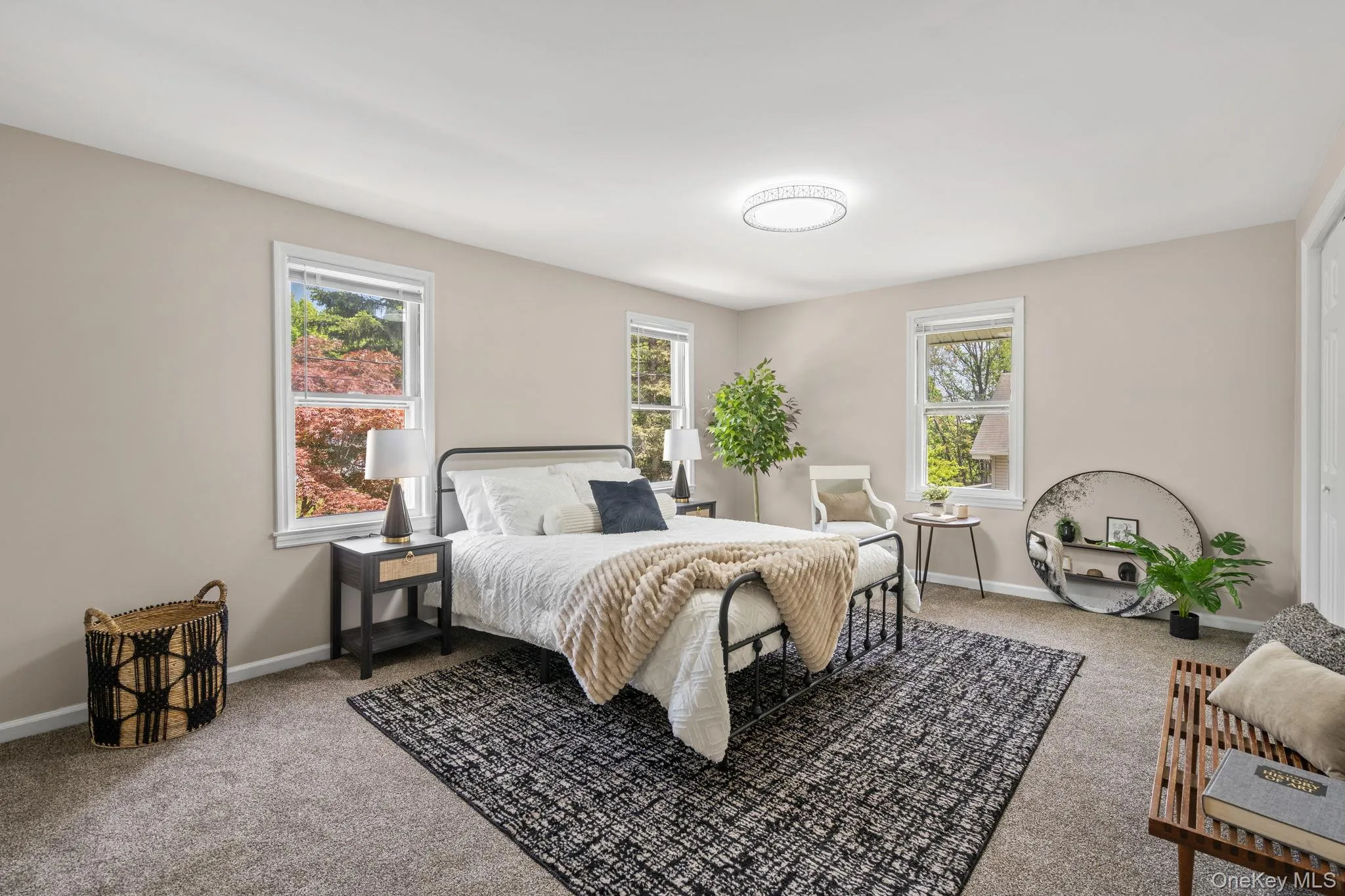 Bedroom with light carpet Bedroom with light carpet