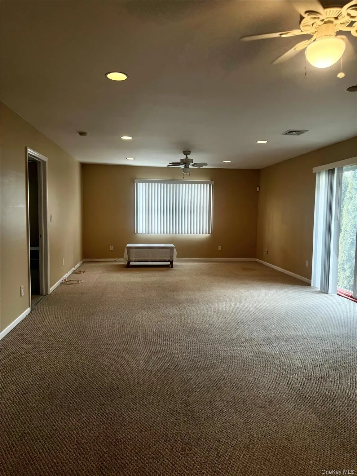 Carpeted spare room with recessed lighting and ceiling fan Carpeted spare room with recessed lighting and ceiling fan