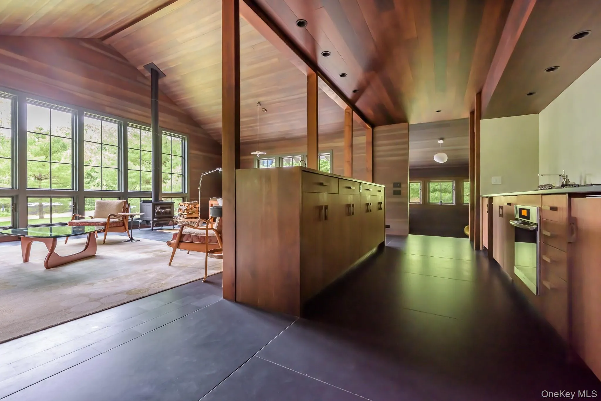 Corridor with wooden ceiling and vaulted ceiling Corridor with wooden ceiling and vaulted ceiling