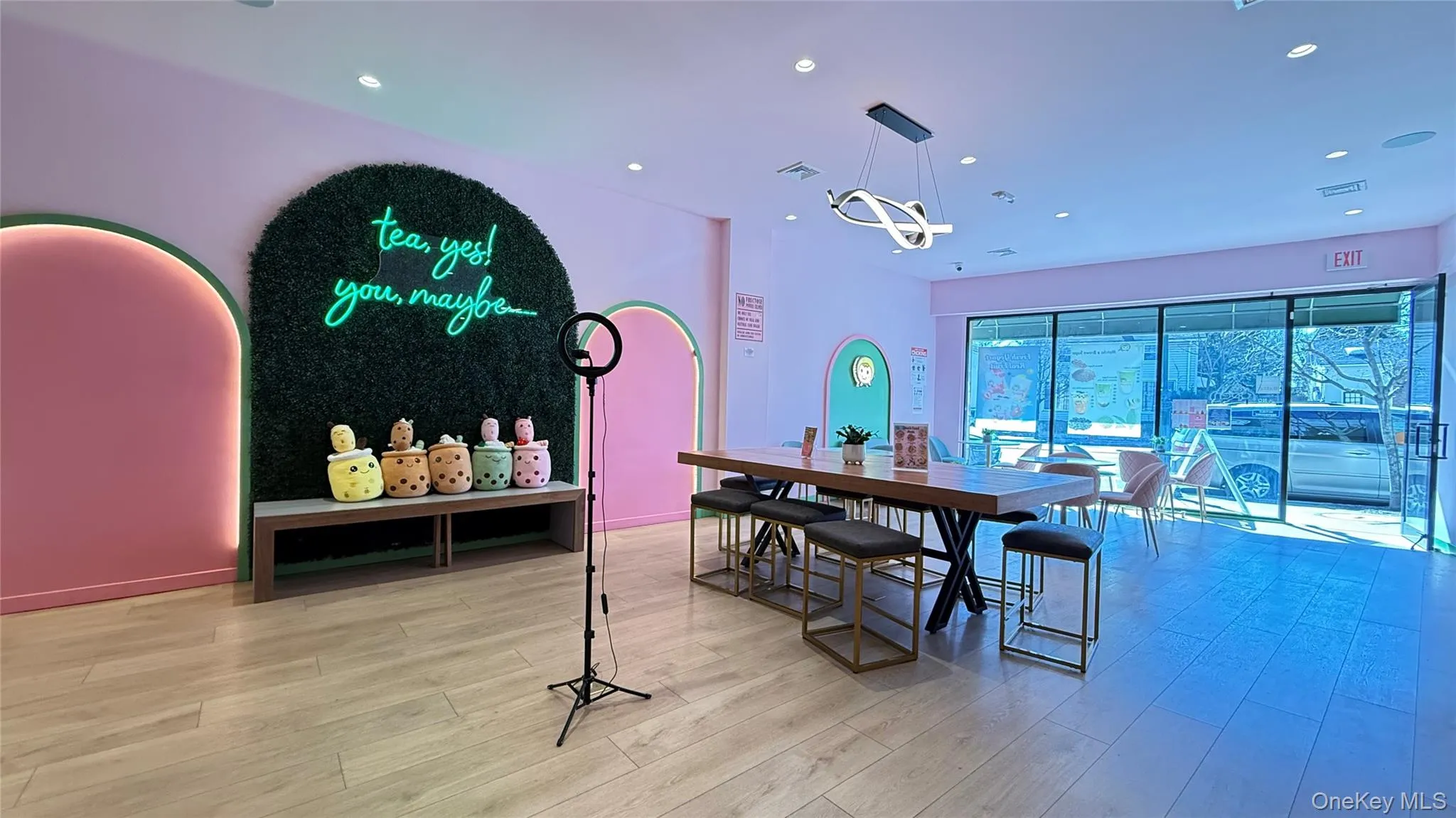 Dining space with recessed lighting, visible vents, and wood finished floors Dining space with recessed lighting, visible vents, and wood finished floors