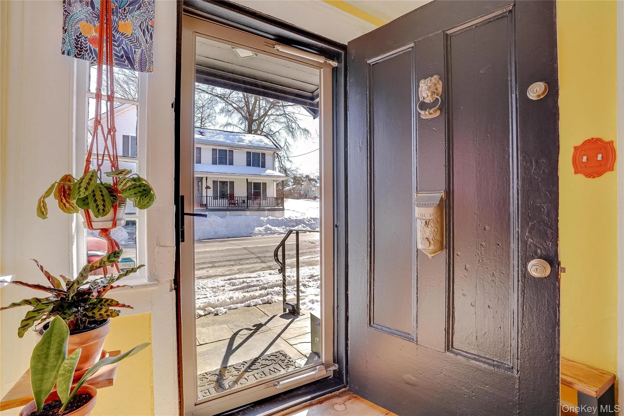 Vintage front door, with brass knocker and mailbox. Vintage front door, with brass knocker and mailbox.