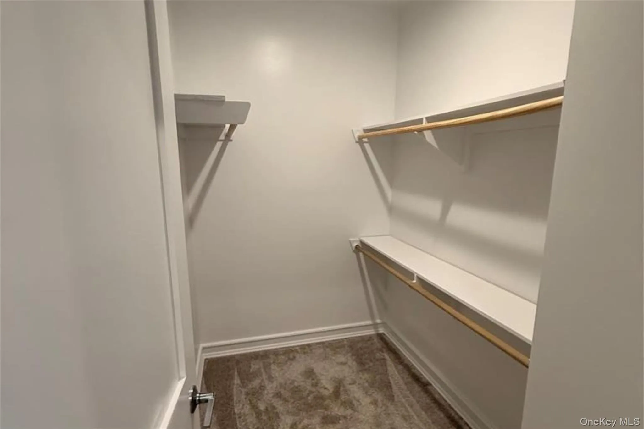 Spacious closet with dark carpet Spacious closet with dark carpet