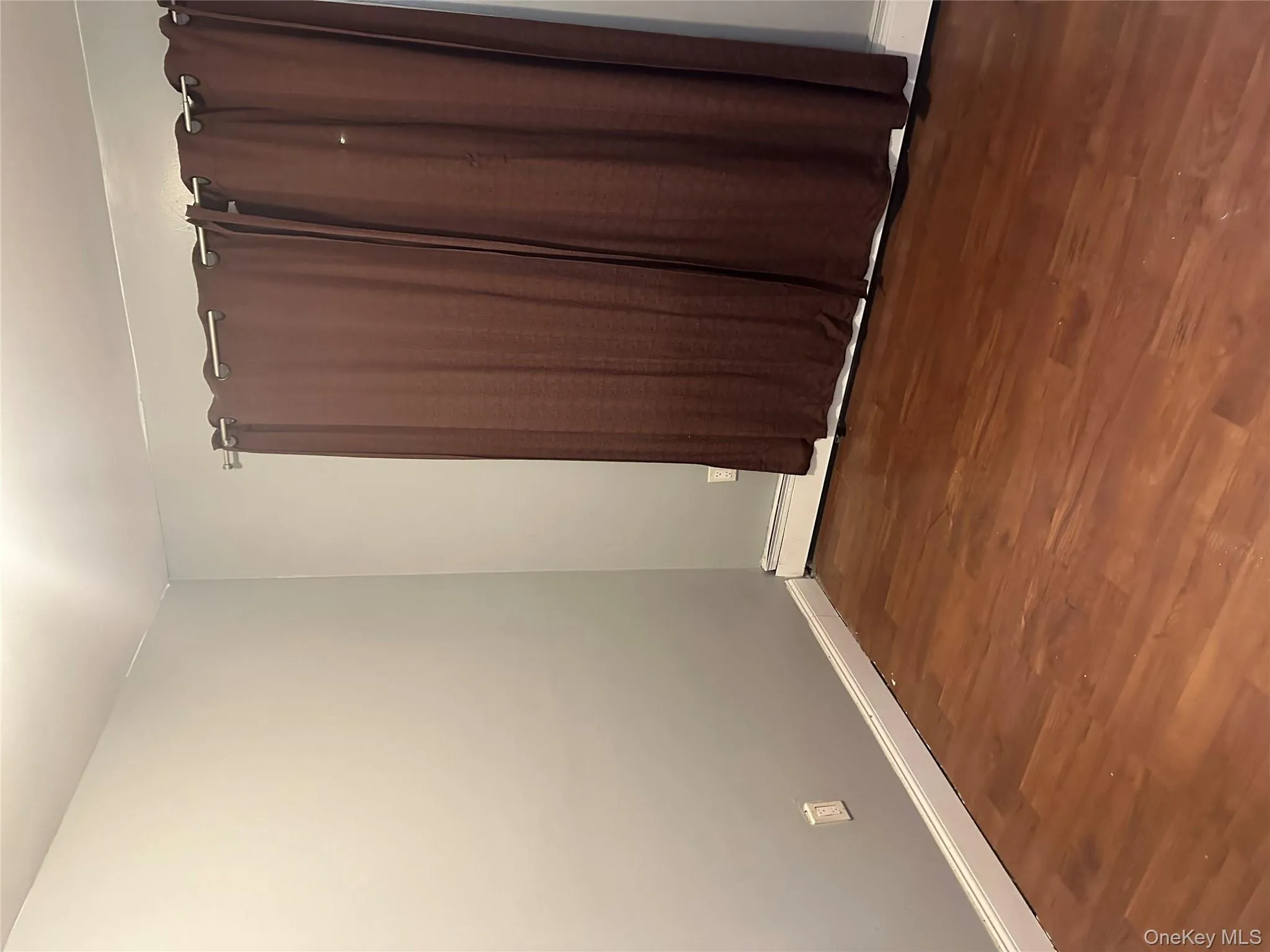 Spare room with a baseboard radiator and dark wood-style flooring Spare room with a baseboard radiator and dark wood-style flooring