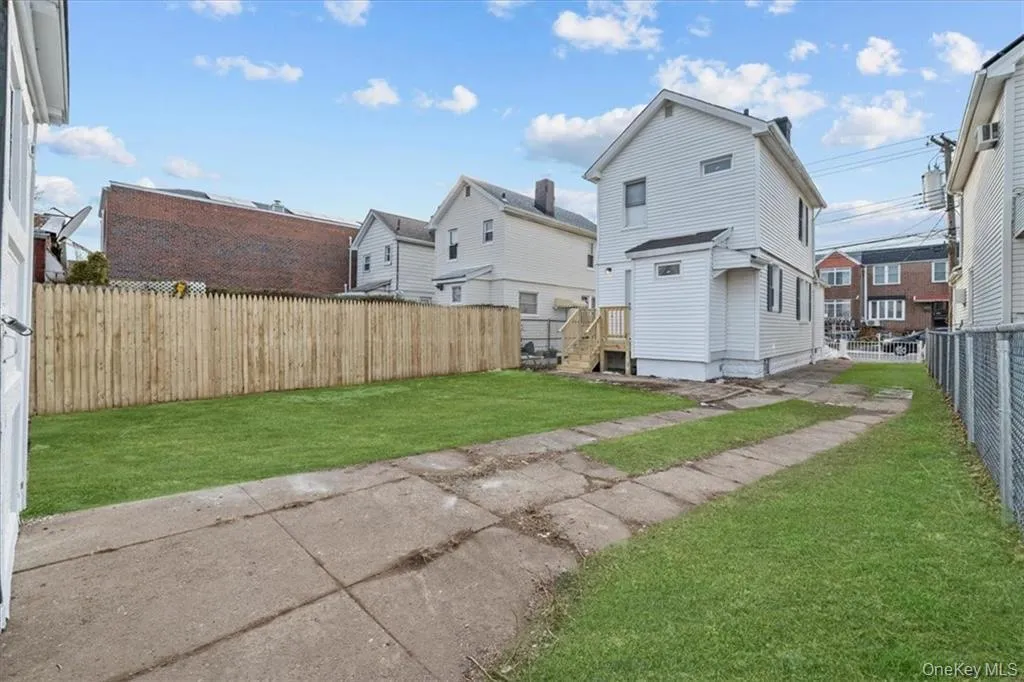 Back of property with a fenced backyard and a residential view Back of property with a fenced backyard and a residential view