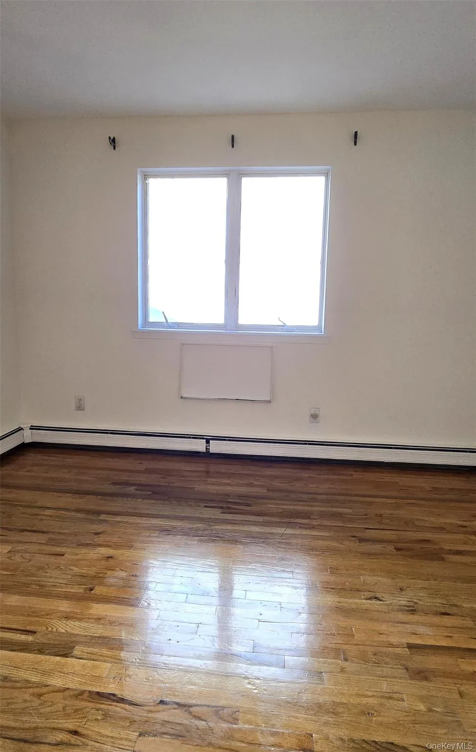 Spare room with baseboard heating, plenty of natural light, and wood-type flooring Spare room with baseboard heating, plenty of natural light, and wood-type flooring