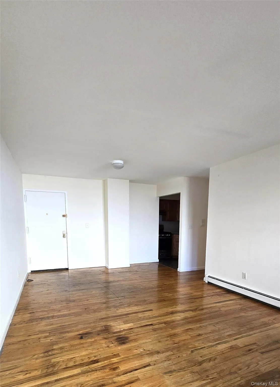 Unfurnished room featuring a baseboard heating unit and wood-type flooring Unfurnished room featuring a baseboard heating unit and wood-type flooring