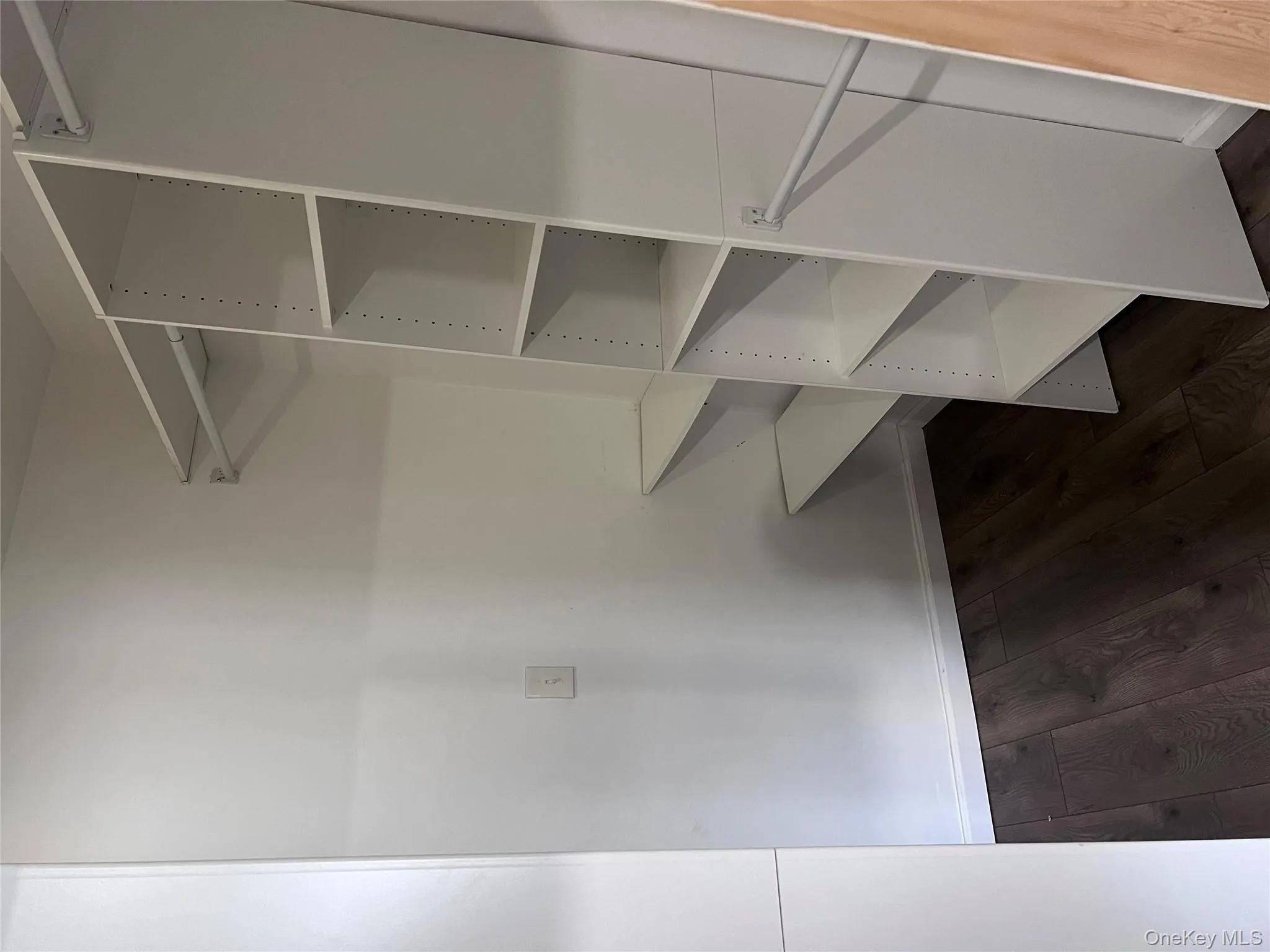 Walk in closet with dark wood-type flooring Walk in closet with dark wood-type flooring