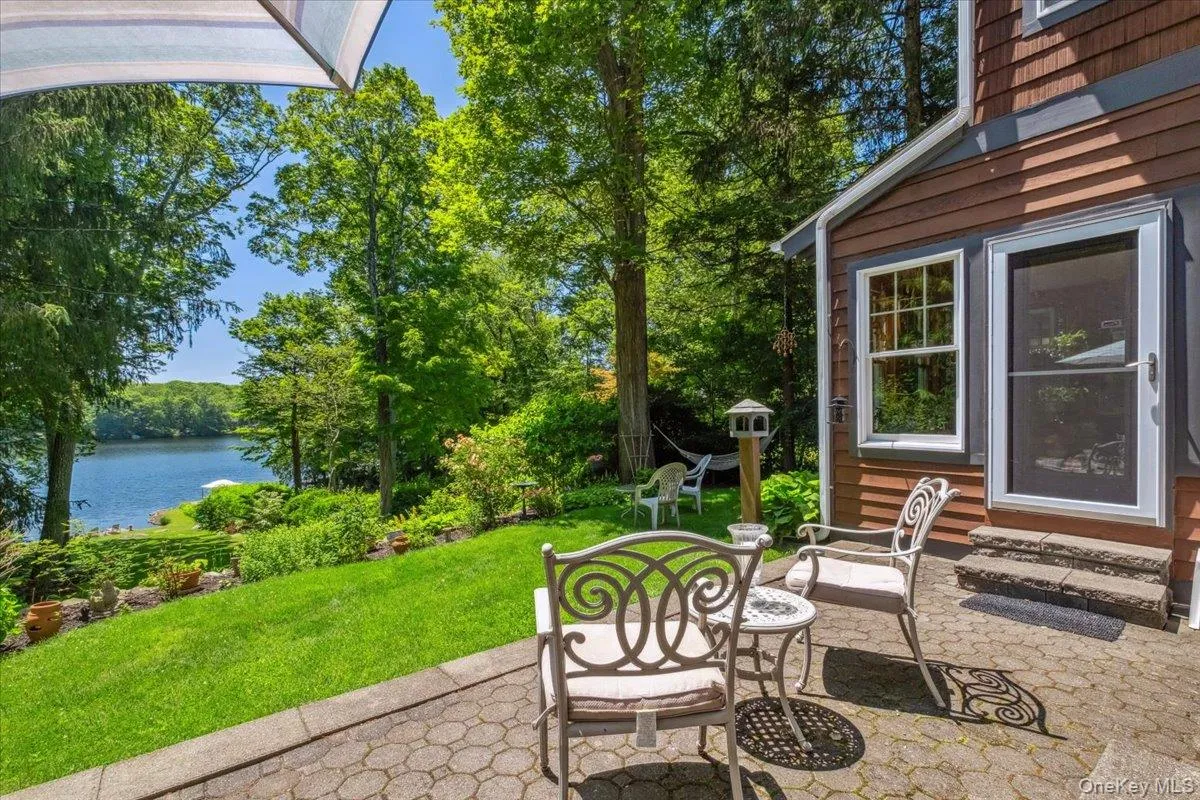 View of patio with a water view View of patio with a water view